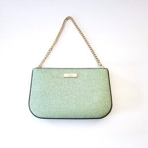 Kate Spade KK326 Kenzie Glitter Lilly Pochette Clutch Handbag Metallic Seawater